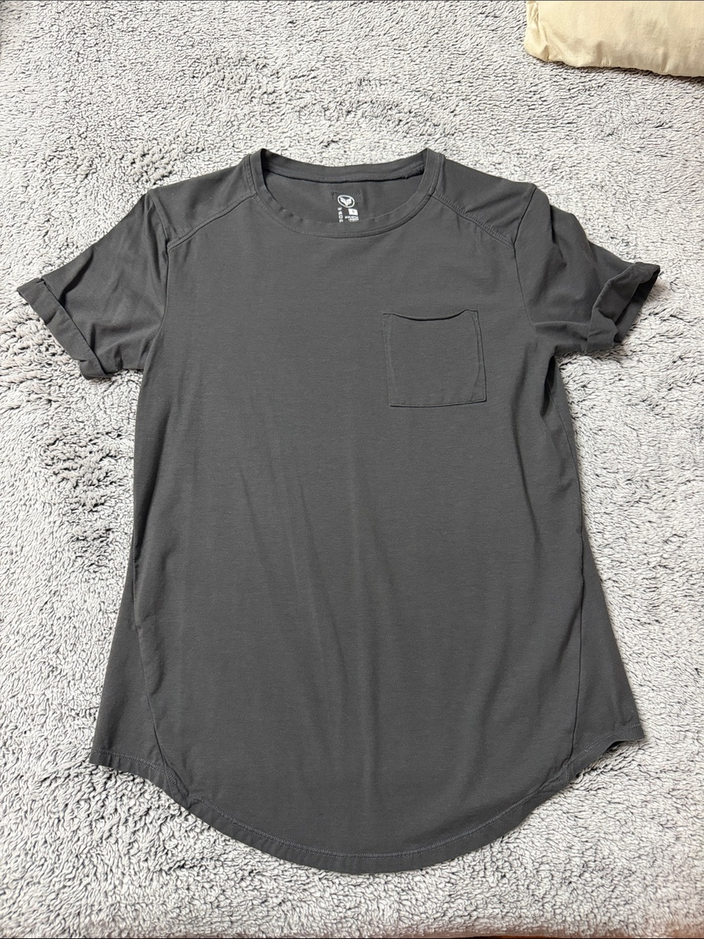 Women's Short Sleeve Crewneck Pocket Tee - Charcoal